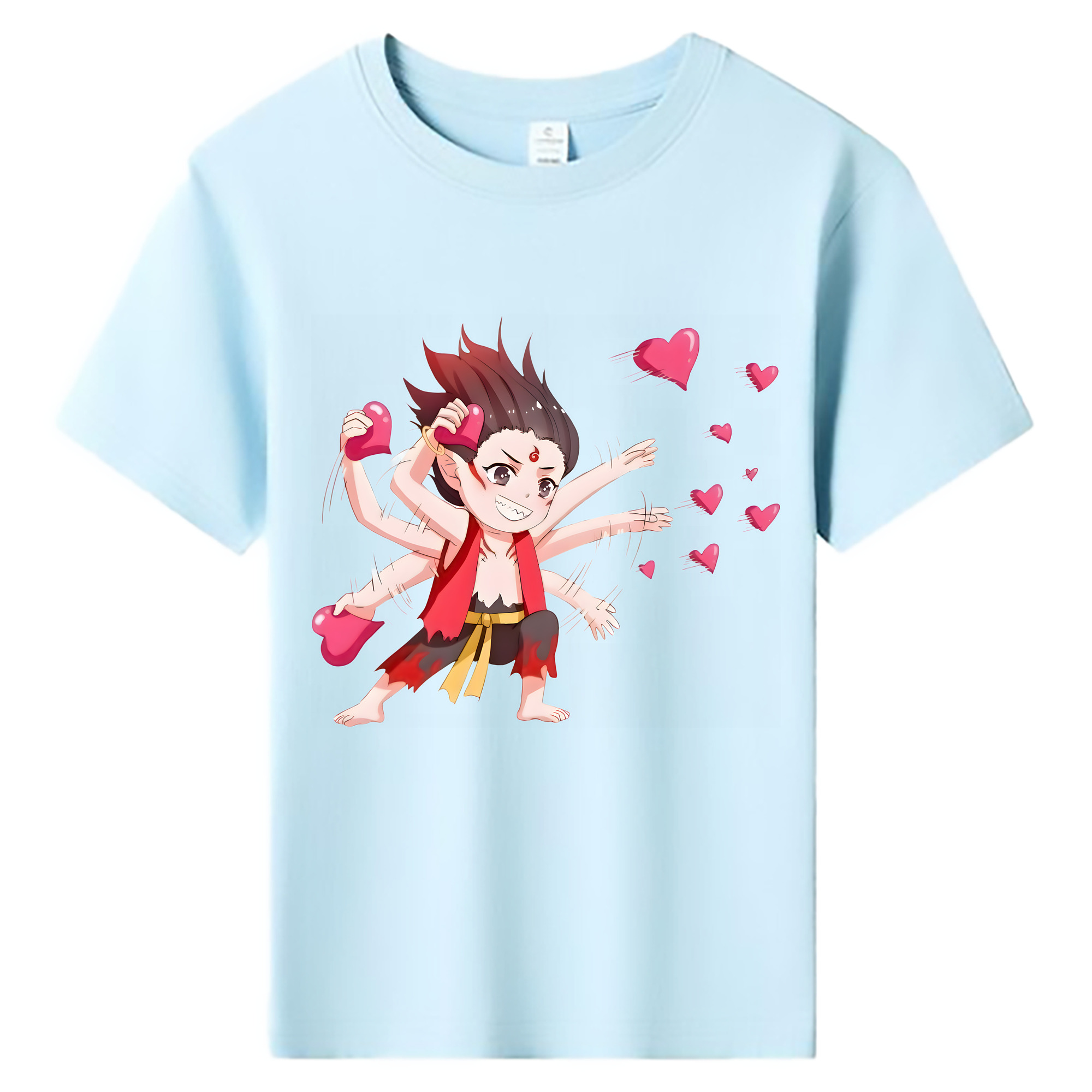 （画像用） Ne Zha 2 ナタ 魔童の大暴れ 綿100％キッズTシャツ（フロントプリント）